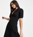 Asos Design Tall Mini Tea Dress With Collar In Black
