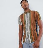 Asos Design Tall Regular Fit Stripe Shirt - Multi