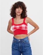 Bershka Set Knitted Check Cami Twinset In Red Check