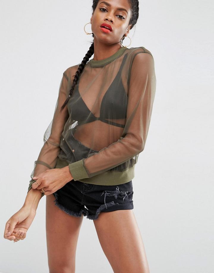 Asos Sweatshirt In Mesh - Green