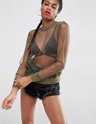 Asos Sweatshirt In Mesh - Green