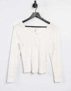 Only T-shirt With Scoop Neck And Button Front In White