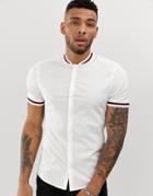 Asos Design Skinny Fit Shirt With Sporty Rib - White