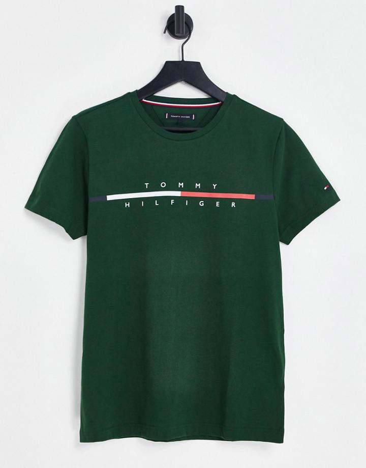Tommy Hilfiger Corp Split Logo T-shirt In Khaki-green
