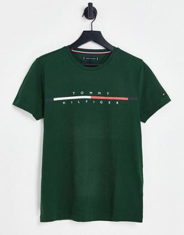 Tommy Hilfiger Corp Split Logo T-shirt In Khaki-green
