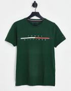 Tommy Hilfiger Corp Split Logo T-shirt In Khaki-green