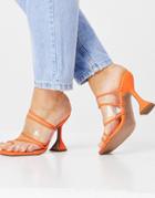 Asos Design Next Toe Loop Strappy Heeled Sandals In Orange