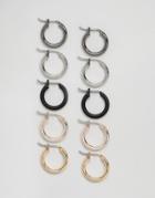 Designb Hoop Earrings In 5 Pack Exclusive To Asos - Multi