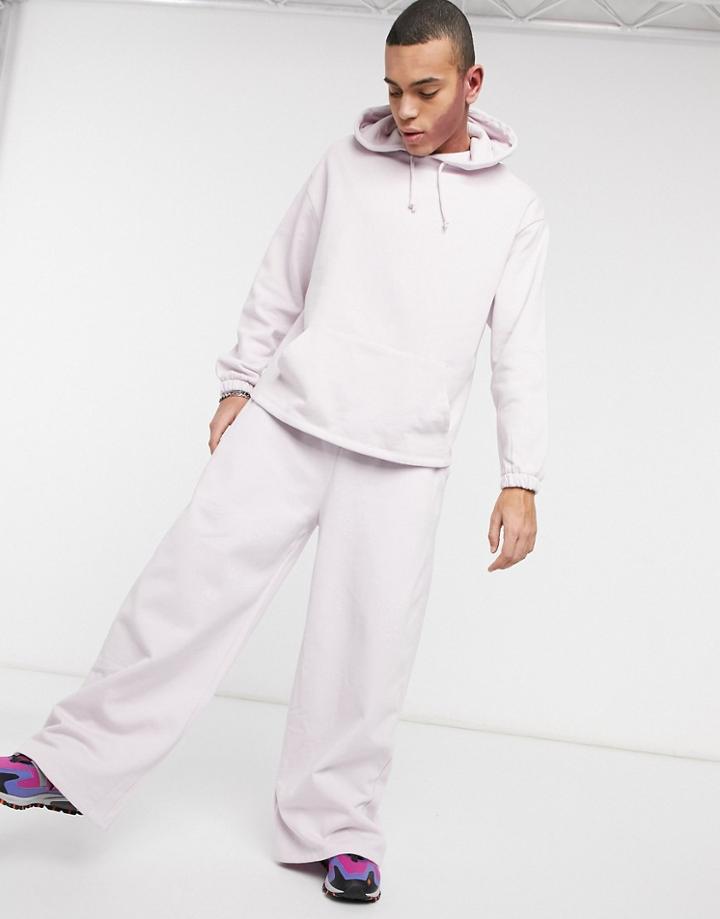 Asos Design Set Oversized Wide Leg Sweatpants In Lilac-purple