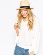 Asos Straw Trilby Hat With Narrow Band - Natural