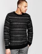 Native Youth Wool Jaquard Knit Sweater - Black