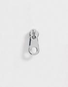 Asos Design Single Earring In Zip Pull Stud Design In Silver Tone - Silver