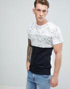 Solid T-shirt With Printed Panels - White