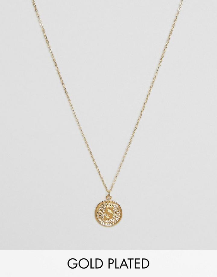 Ottoman Hands S Initial Pendant Necklace - Gold