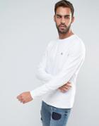 Original Penguin Long Sleeve Top Small Logo Slim Fit In White - White