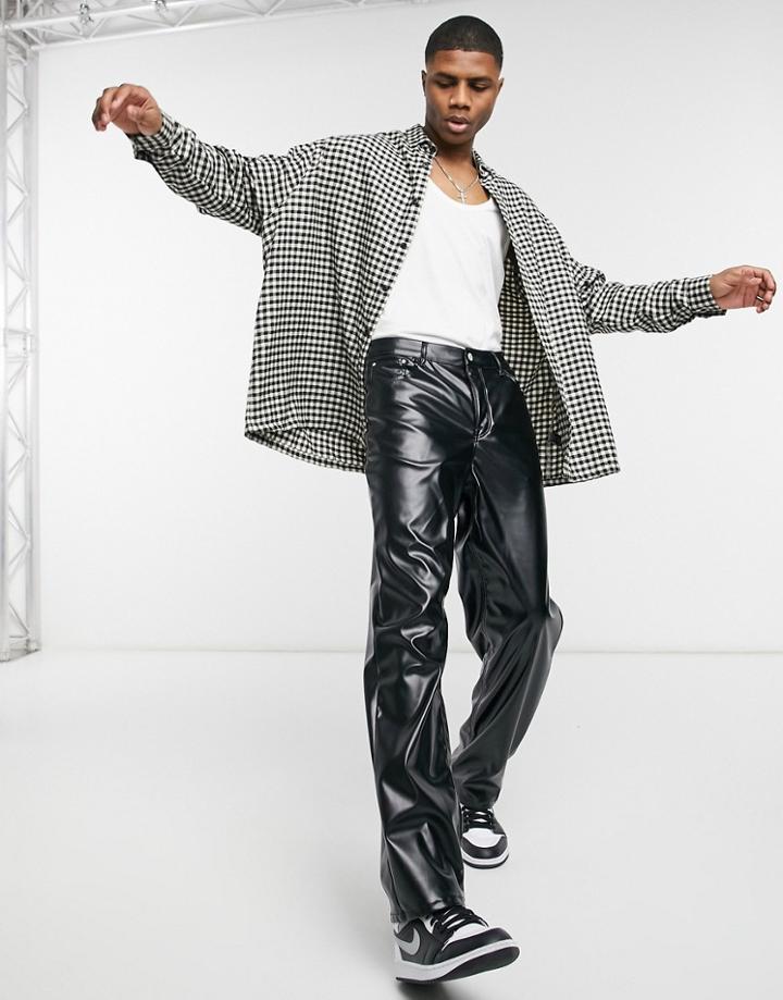Asos Design Super Oversized Check Shirt In Gingham-black