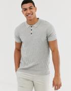 Jack & Jones Premium Textured Knitted Polo In Gray