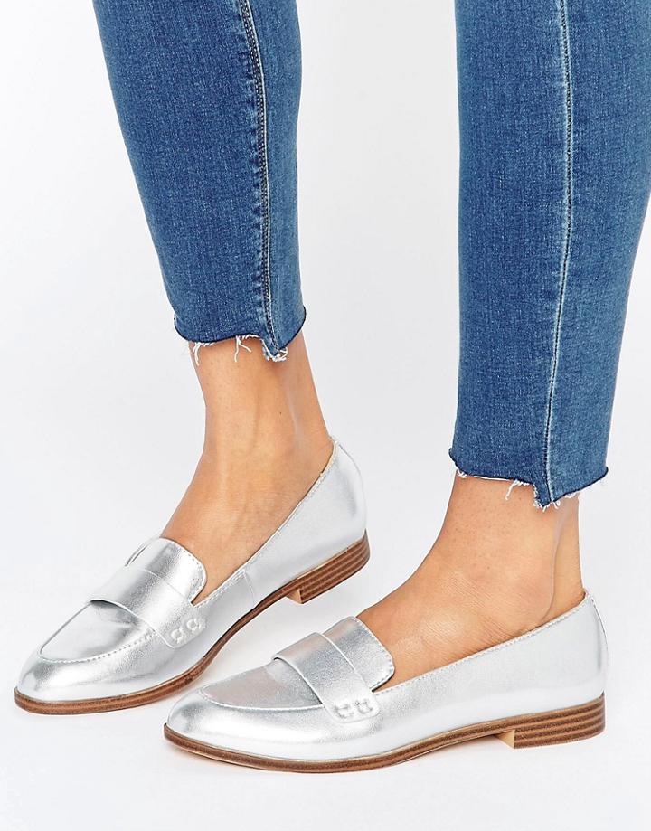 Pull & Bear Metallic Loafer - Silver