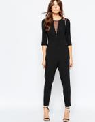 Sisley Scallop Jumpsuit In Black - 100