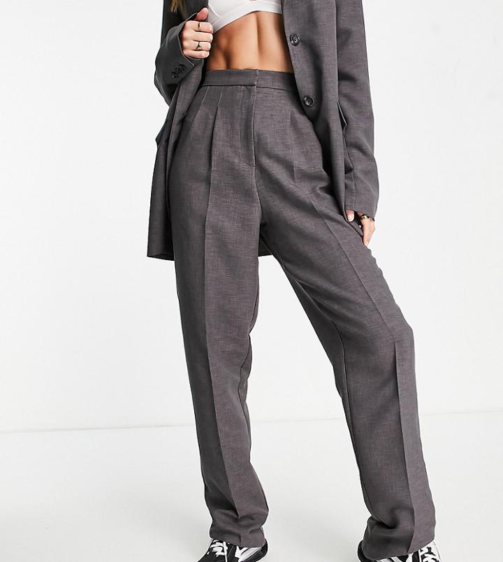 Asos Design Tall Masculine Suit Pants With Elastic Waist In Charcoal-gray