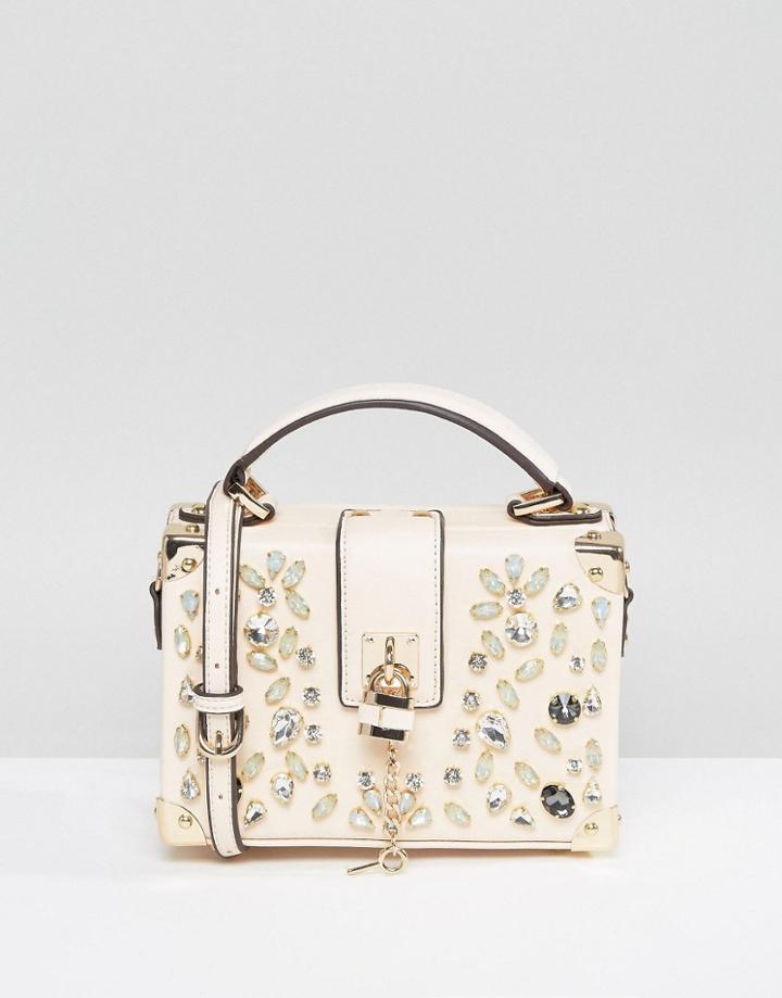 Aldo Blush Jewelled Top Handle Bag - Pink