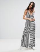 Noisy May Oversized Stripe Jumpsuit - Black