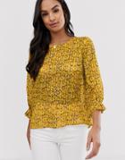 Y.a.s Floral Jacquard Top With Volume Sleeve - Multi