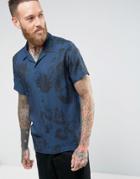 Selected Homme+ Short Sleeve Shirt With Floral Back Print - Navy