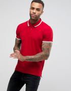 Brave Soul Pique Tipped Polo - Red
