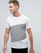 Jack & Jones Core T-shirt With Diagonal Stripe Print - White