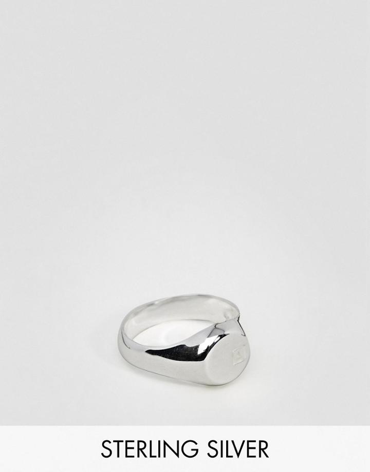 Asos Sterling Silver Signet Ring With Emboss Detail - Silver