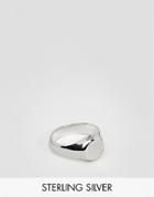 Asos Sterling Silver Signet Ring With Emboss Detail - Silver