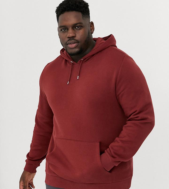Asos Design Plus Hoodie In Wine-red