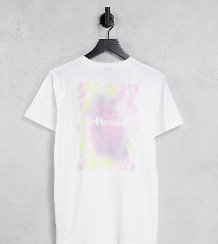 Ellesse Tie Dye Back Print T-shirt In White