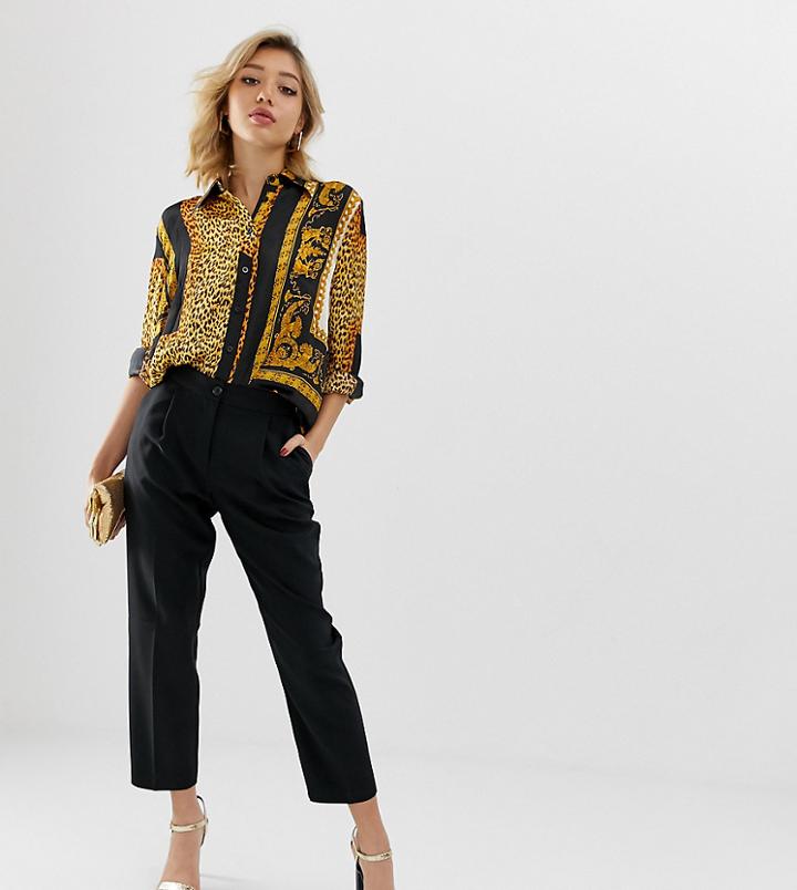 Asos Design Petite Elasticated Clean Tapered Pants-black