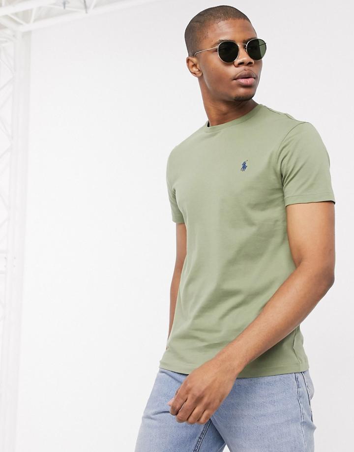 Polo Ralph Lauren Player Logo T-shirt Custom Regular Fit In Sage Green