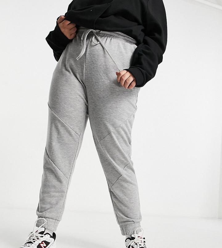 Noisy May Curve Sweatpants In Light Heather Gray-grey