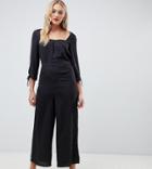 Vero Moda Tall Button Through Square Neck Jumpsuit-black