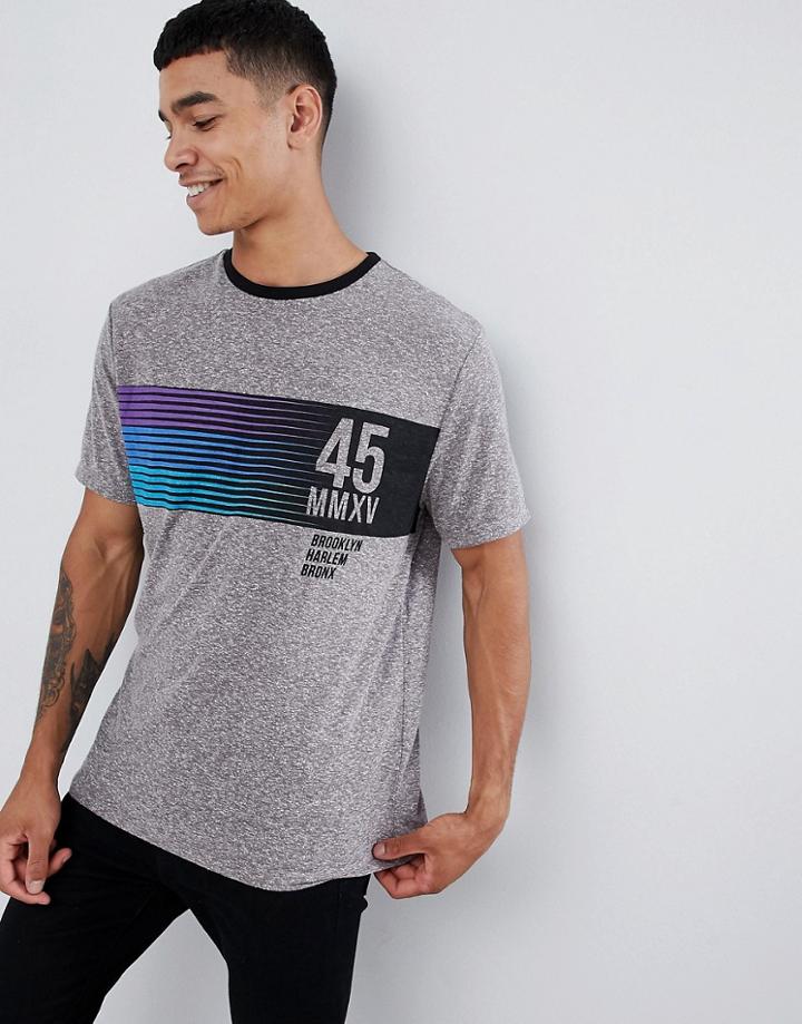 Asos Design Relaxed T-shirt With Chest Numerals Print On Neppy Jersey - Gray