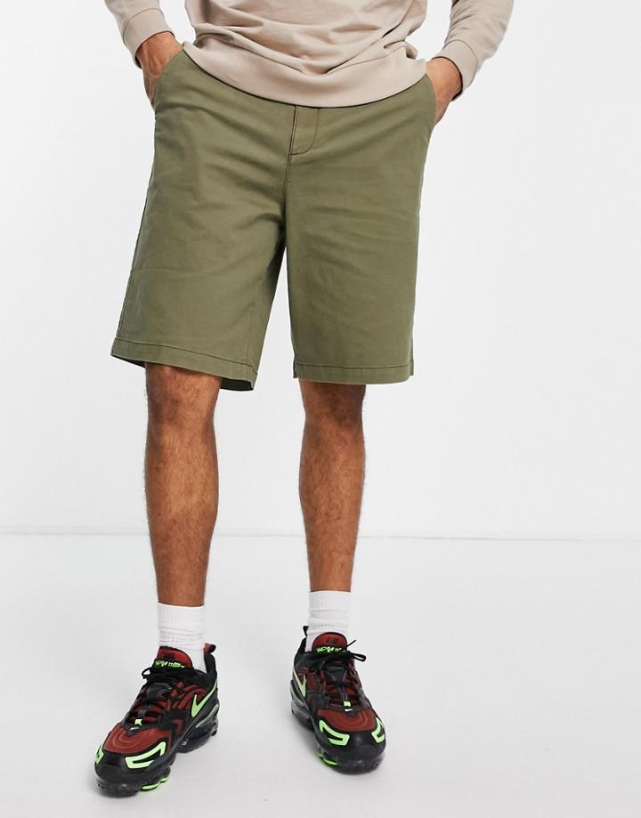 Topman Relaxed Chino Short In Khaki-green