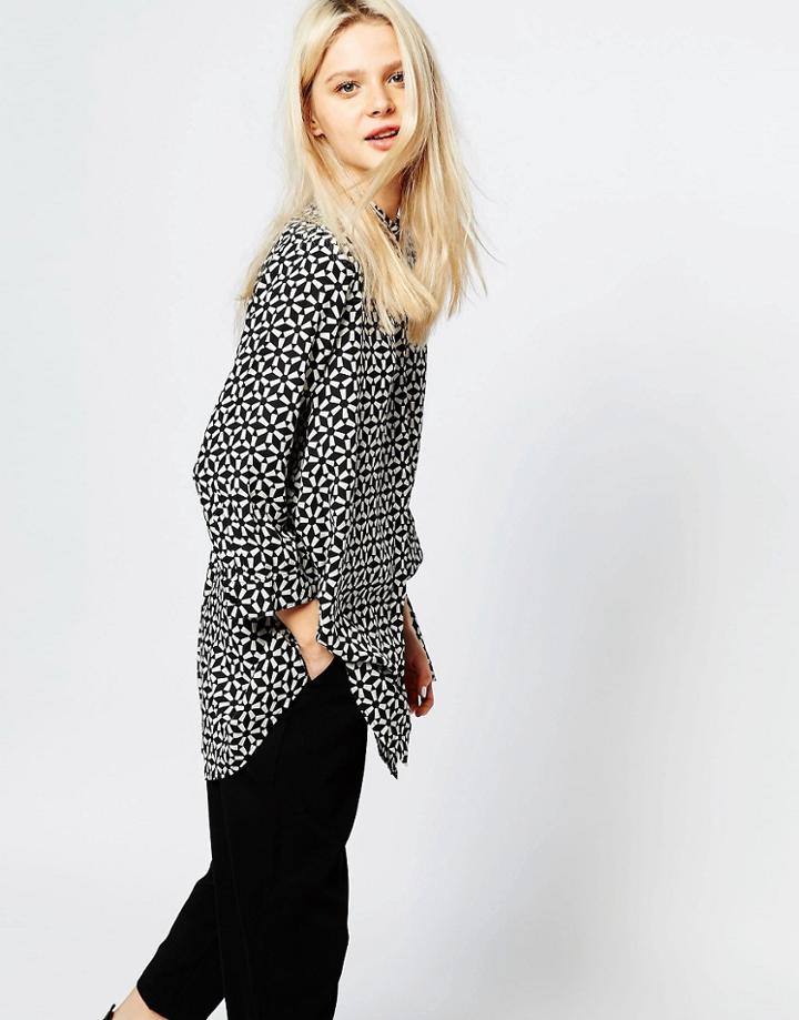 Monki Printed Shirt - Cream