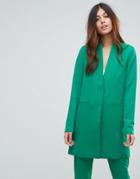 Y.a.s Collarless Blazer With Shoulder Pads - Green