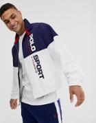 Ralph Lauren Sport Capsule Full Zip Lined Nylon Track Jacket In Navy/white