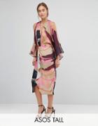 Asos Tall Abstract Kimono Midi Dress - Multi