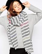 Asos Lightweight Overized Scarf In Color Pop Stripe - White