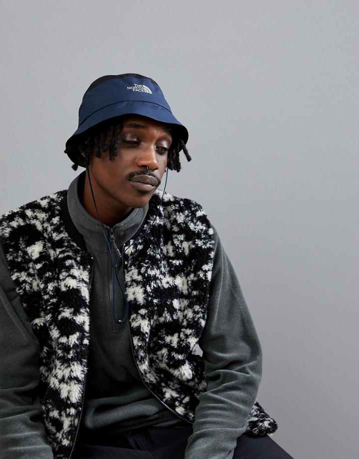 The North Face Goretex Warerproof Bucket Hat In Black/navy - Black