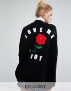 Lazy Oaf Valentines Exclusive Love Me Not Cardigan - Black