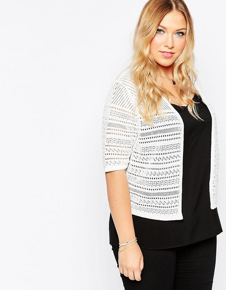 New Look Curve Pointelle Shrug - Cream