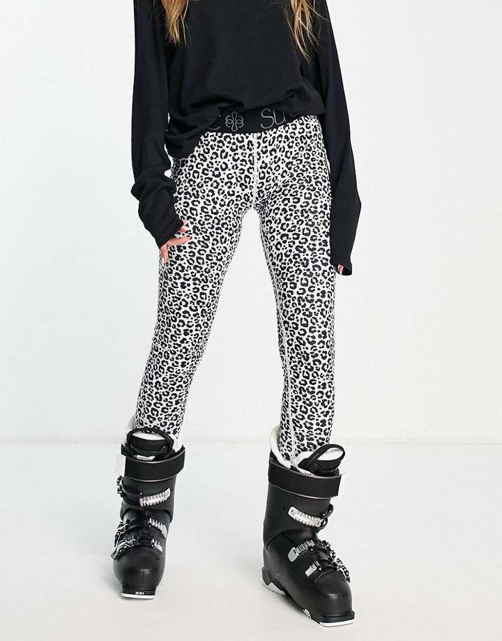 Surfanic Cozy Carbondri Base Layer Snow Leopard Leggings In Multi