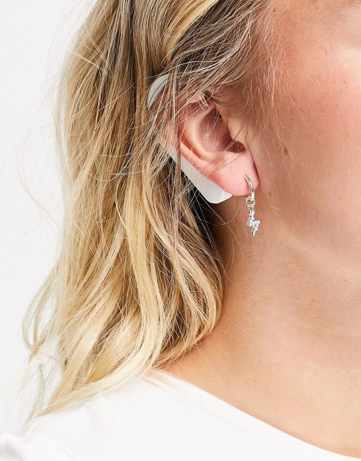 Saint Lola Lightning Bolt Huggie Hoop Earrings In Silver